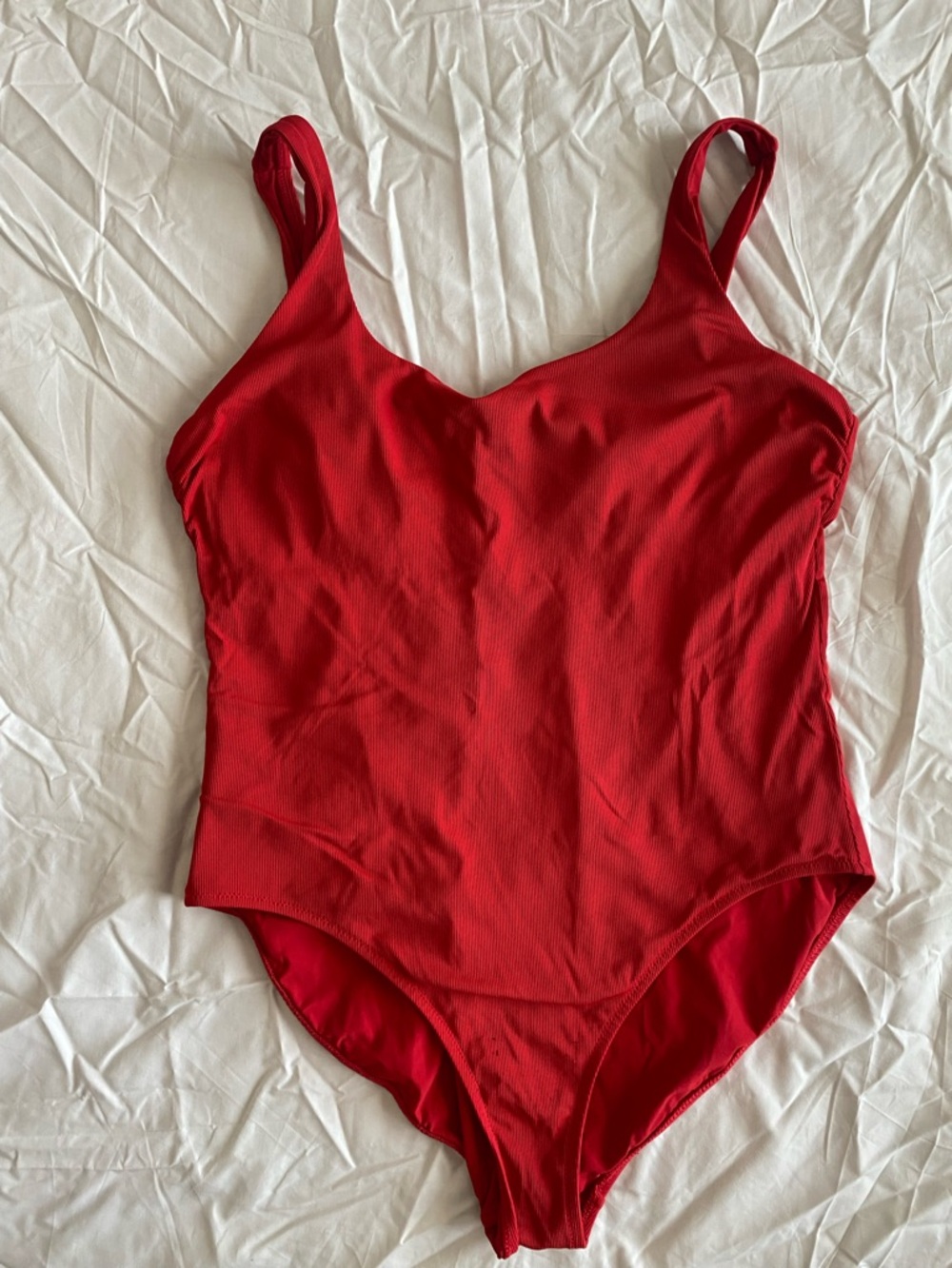 Athleta Bright Red Ribbed Swimsuit